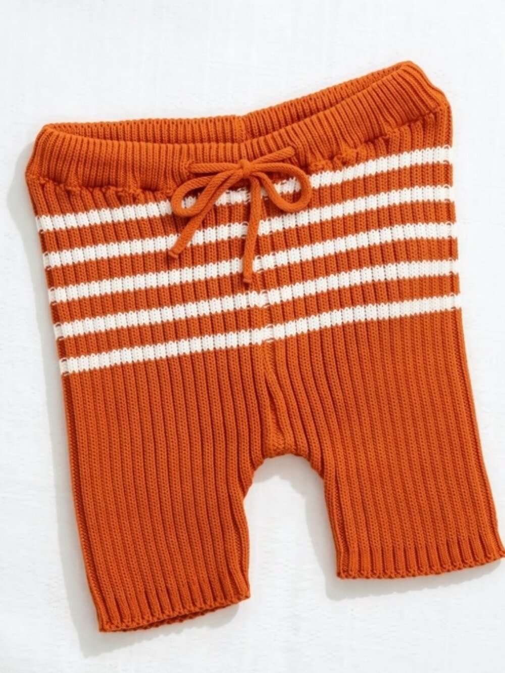 NWOT Fin & Vince Heritage Knit Shorts Ginger Orange Striped Kids Unisex 6-7